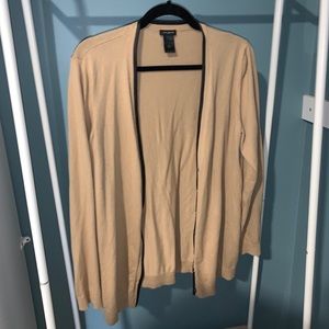 Ann Taylor Faux Leather Piping Sweater